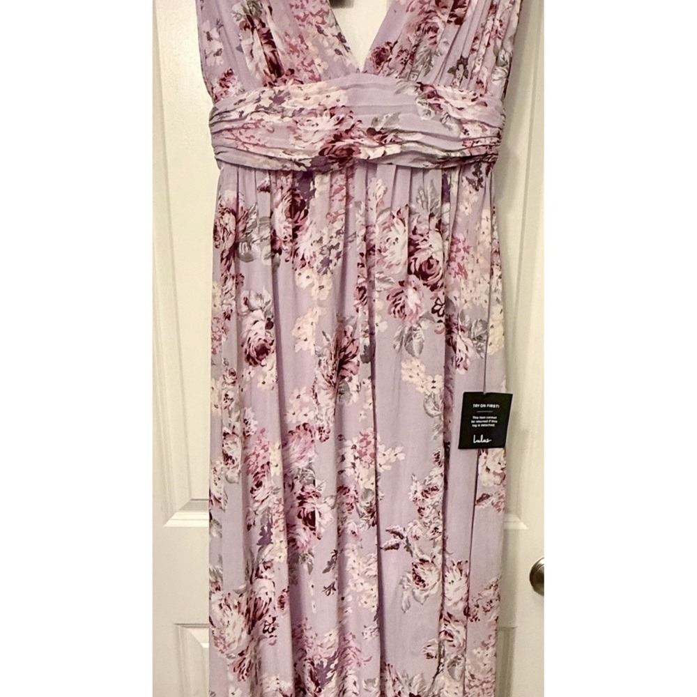 Lulus Floral Maxi Dress Lavender Purple V-Neck Sleeveless Party Cocktail Small
